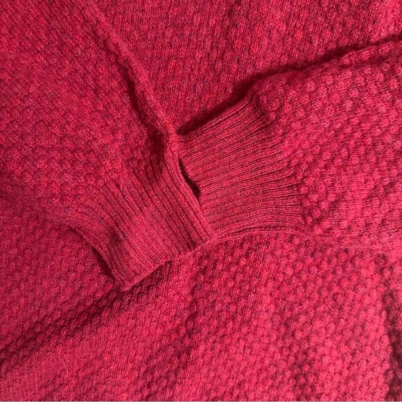 Chaps Ralph Lauren Vintage Red Long Sleeve Mini Waffle Knit Sweater LARGE‎ - Picture 8 of 9